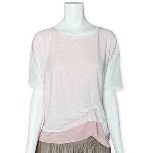 All Saints Pink and White Short Sleeve Tee